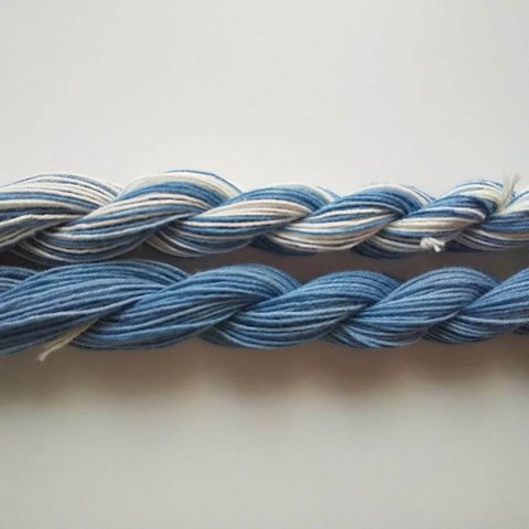 刺し子糸、編み物、織物にも♪草木染め糸　インド藍染　グラデーション２種類セット　綿　コットン　