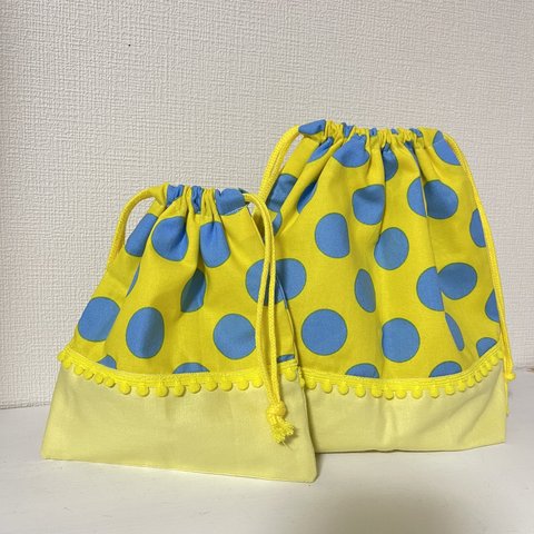 ランチセット  POPドット　yellow×blue