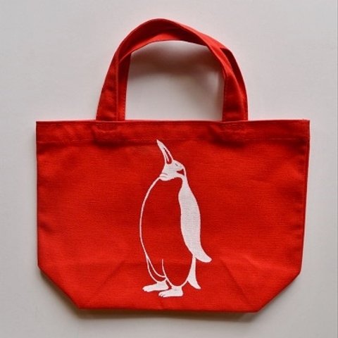 ペンギントートバッグ、赤、penguin, 送料無料、トート