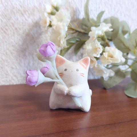 お花土にゃんこ