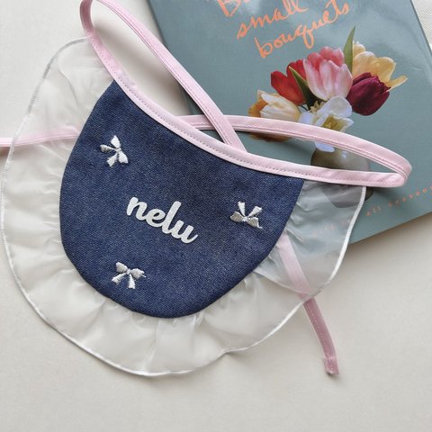 --- 🎀denim ribbon BIB---(受注生産)