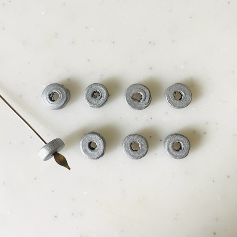 Matte Silver Rondelle Donut Wood Beads 