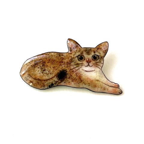 しっぽう焼き　アビシニアン猫さんのブローチ　