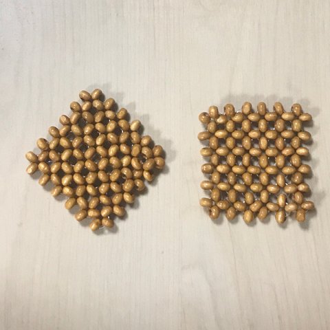 LIGHT BROWN WOOD BEADS SQUARE FLOWER PARTS