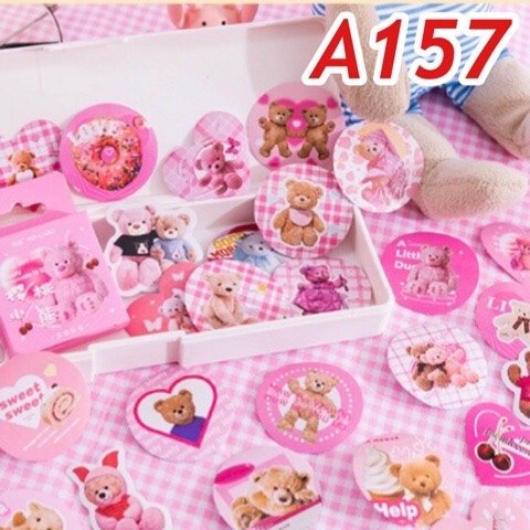 A157♡海外♡peach bear♡ミニシール♡フレークシール