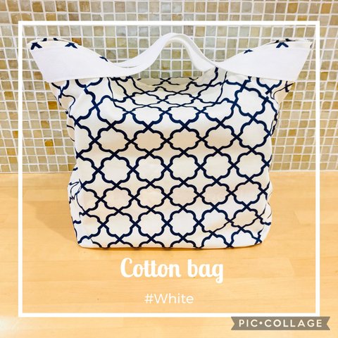 Cotton bag (White) 折り畳み可能♪エコバッグ☆コンビニバッグ☆