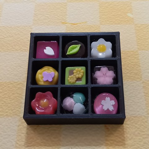 ミニチュア 和菓子 お花見 （黒）