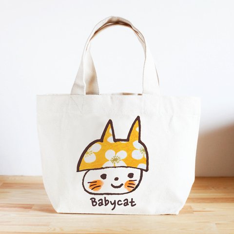 名前が入れられるキッズトートバッグ（Babycat）