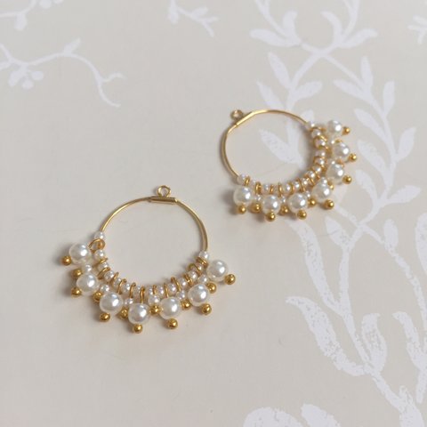 New✴︎bridal ミニパールフープ ピアス/イアリング