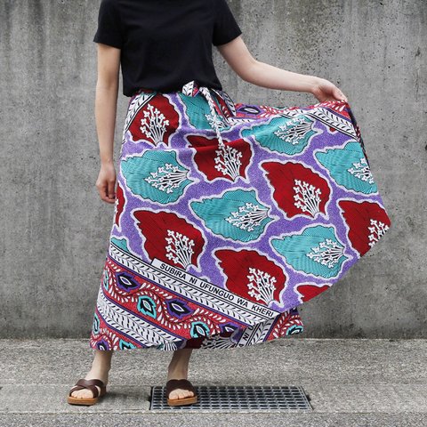 カンガの巻きスカート｜アフリカ布スカート ロングスカート アフリカンプリント
