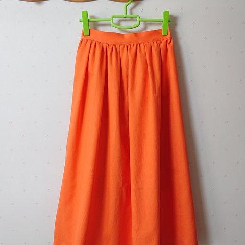 タックギャザースカート～オレンジ～