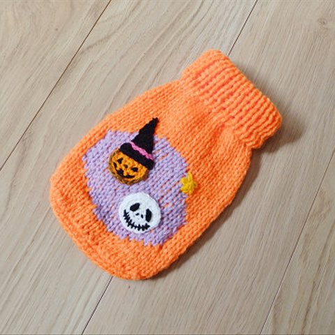 【50%off】胴回り約29㎝  🎃ハロウィン”小さい子用わん🐶ニット” 【送料込み】刺繍・暖か手編み