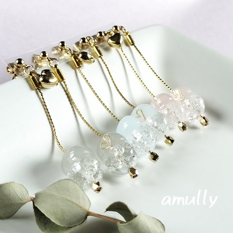 ハート♡バブルピアス／イヤリング