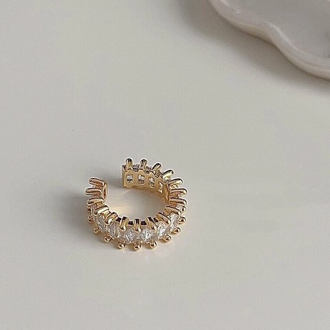 ジルコニア イヤーカフ キラキラ ビジュー イヤカフ 重ね付けOK ear cuff 片耳用 シルバー／ゴールド 2色展開