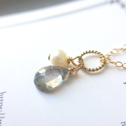 14kgf　Necklace　 labradorite & pearl