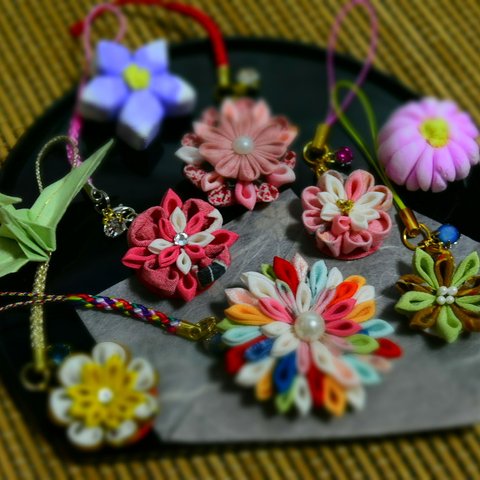 ★和小物★つまみ細工のお花ストラップ