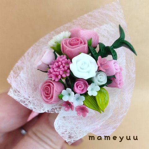 ミニチュアお花の花束(ピンク系)