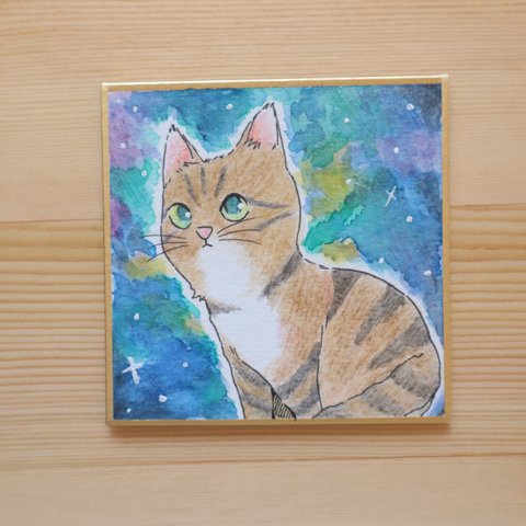 No.17豆色紙の宇宙猫