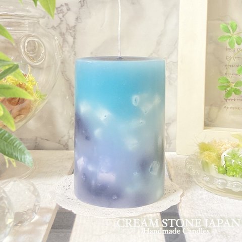 Φ6.7cm×H10cm ペタルキャンドル (ピーコック) № 000643 /Gradation Candle