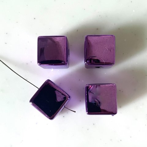 Purple Mirror Cube Beads