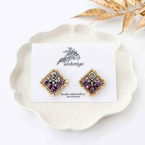 wisteriya earring < gold × purple >