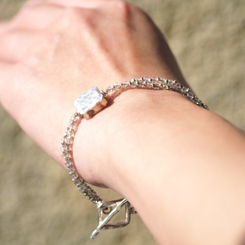 -brown Topaz・silver- double bracelet