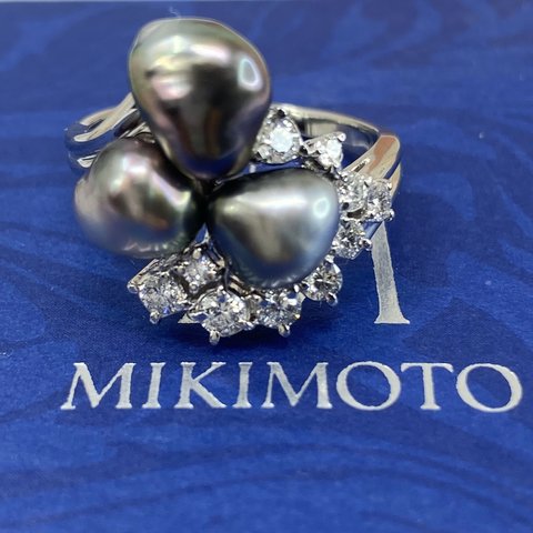 mikimoto ミキモト　御木本used pt950南洋真珠　ケシ　天然ダイヤモンド リング