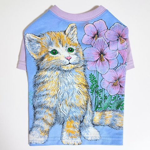 ネコ フラワー 70~80's ヴィンテージ バイカラーTシャツ ドッグウェア