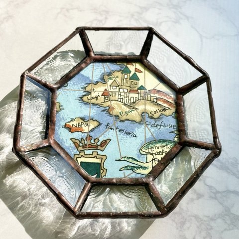 世界地図🗺️八角形ステンドグラストレイNo.2