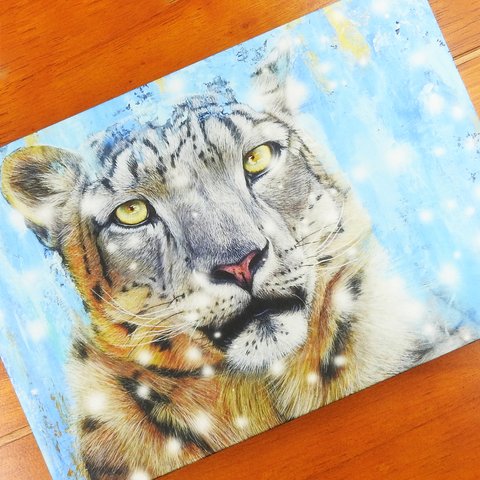 絵画パネル 「Snow leopard（ユキヒョウ）」 A5サイズ