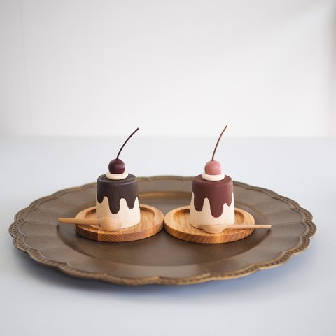 wooden toy chocolate pudding/チョコレートプリン