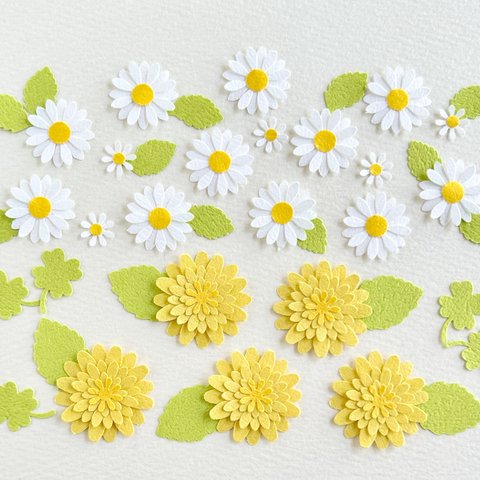 クラフトパンチ　お花と葉っぱのセット〜たんぽぽ　デイジー🌼アルバム　ペーパーフラワー　ペーパークラフト