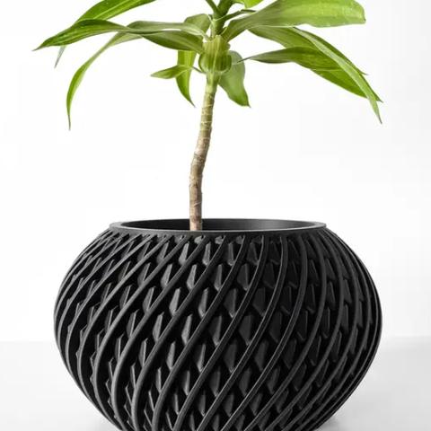 観葉植物用の鉢（プランター）　受け皿付き　開口部直径約101mm大サイズ　ブラック