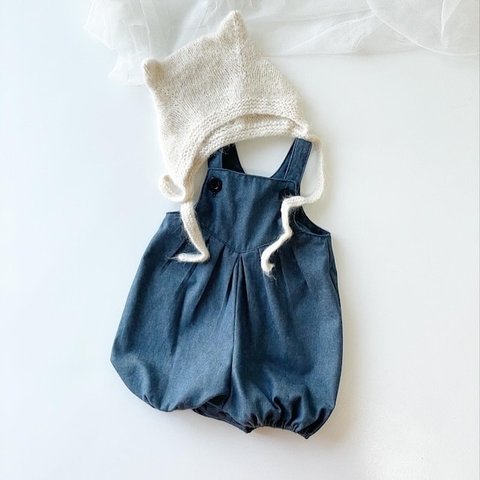 6色｜0m-5y | ＃3 DENIM pleats salopette | lll_D0003｜ベビー キッズ デニム パンツ サロペット ロンパース