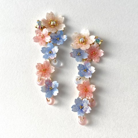 青空に溶ける桜のピアス/イヤリング