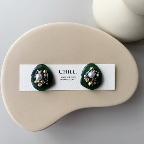 【my canvas】green/pierce/earring