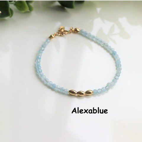 ブルーカルサイト ブレスレット　K14GF Blue calcite  bracelet