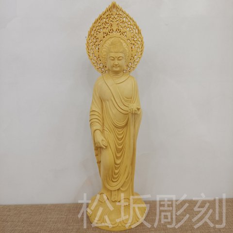 木彫り 仏像 釈迦如来 釈迦牟尼仏 立像 彫刻 新作