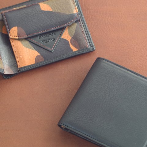 二つ折り財布　クルーズ  黒×カモフラージュ