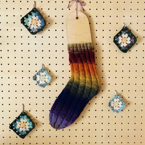 手編み靴下　●太陽浴びたブドウ●