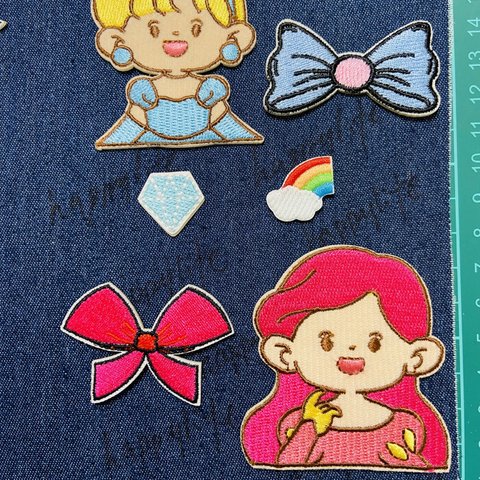 6枚入り　プリンセス　刺繍アイロンワッペンまとめ