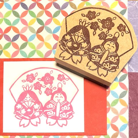 ✤日本の文化〓桃の節句はんこ〓【お内裏様&お雛様】6×7cm