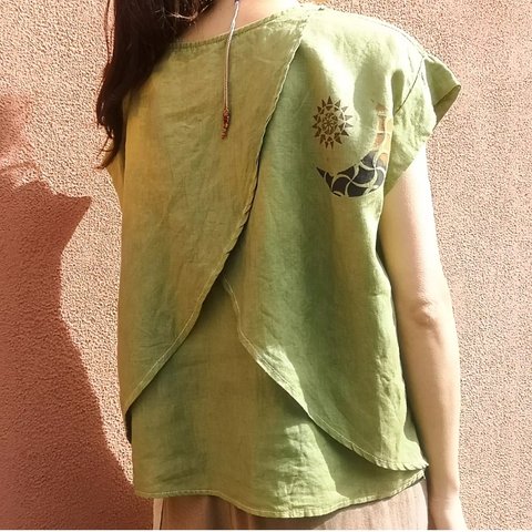 〘10%off〙薬草染めmoon linen tops
* 草木染めひらり麻カットソー