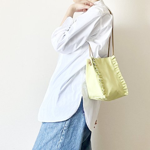 【受注生産】 斜めがけにも！2way canvas mini bag （ピスタチオ）