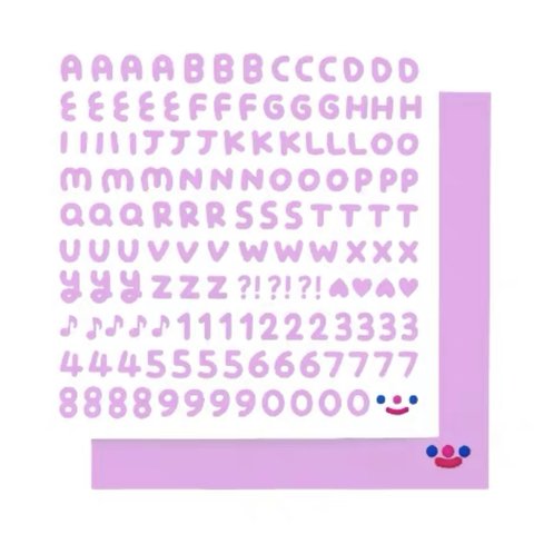 韓国 TRF  ステッカー アルファベット＆ナンバー 粉紫