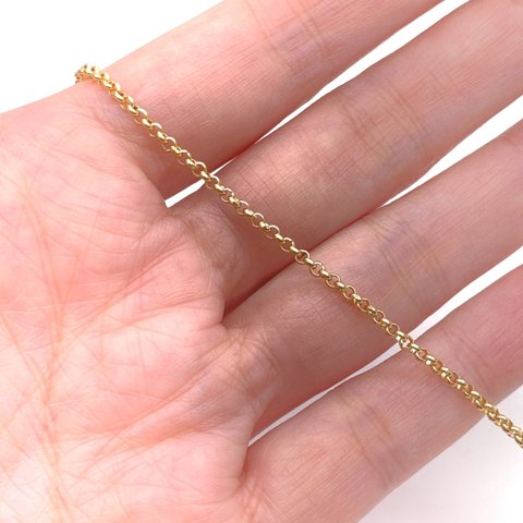 【45cmカット】ステンレス製 ロロチェーン 2x2mm　ゴールド