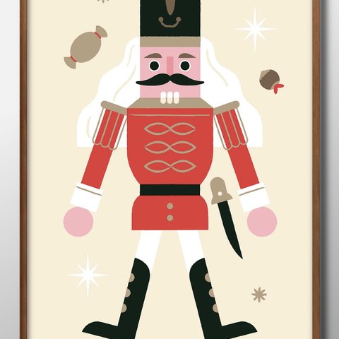 12033■A3アートポスター『クリスマス　サンタ　兵隊』絵画/イラスト/デザイン/上級マット紙採用/北欧