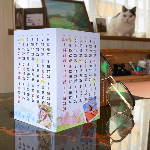 【送料無料 2024年版 カレンダー】ペーパークラフトタイプ 立体カレンダー
