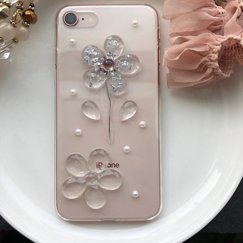 iPhoneシリーズ対応 花柄 クリア/iPhoneケース iPhone12 iPhone12pro iPhone12mini iPhone11 iPhone11Pro  iPhone8 