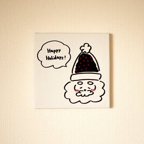 gokigen-santa＊Happy Holidays！ファブリックパネル（white）【受注制作】クリスマス飾り